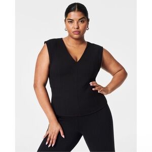 NWT SPANX‎ The Perfect Ponte V-Neck Seamed Top small